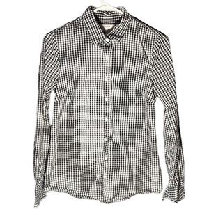 J. Crew Ladies Cotton Blend Navy/White Gingham Button Up Dress Shirt - Size XS